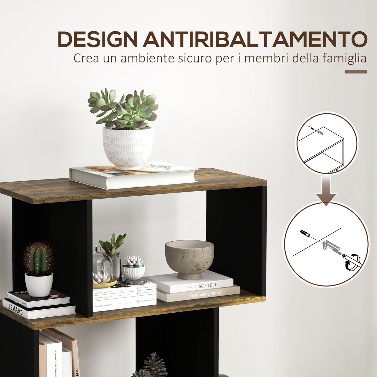 easycomfort easycomfort libreria moderna asimmetrica a parete con 5 ripiani in legno 70x29 5x163cm marrone rustico