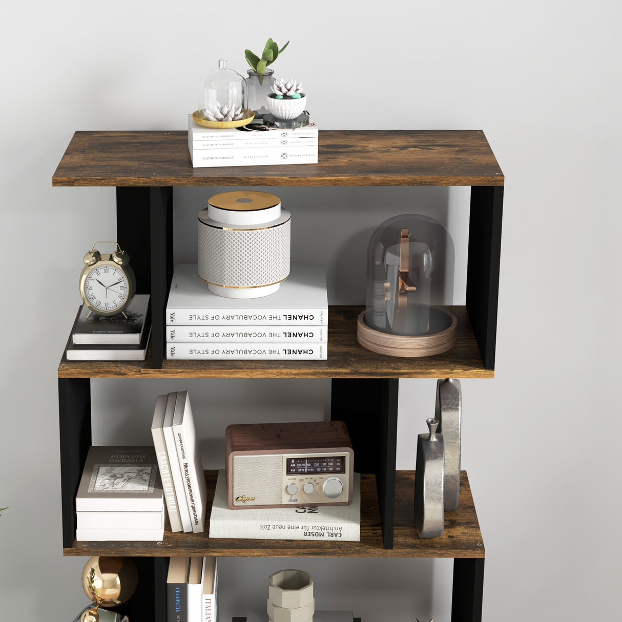 easycomfort easycomfort libreria moderna asimmetrica a parete con 5 ripiani in legno 70x29 5x163cm marrone rustico