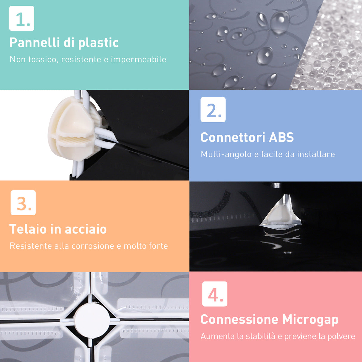 easycomfort easycomfort guardaroba modulare scarpiera cubi a 8 ripiani 2 righe bianco e nero in plastica 95 x 37 x 160 cm ean 8054144130873