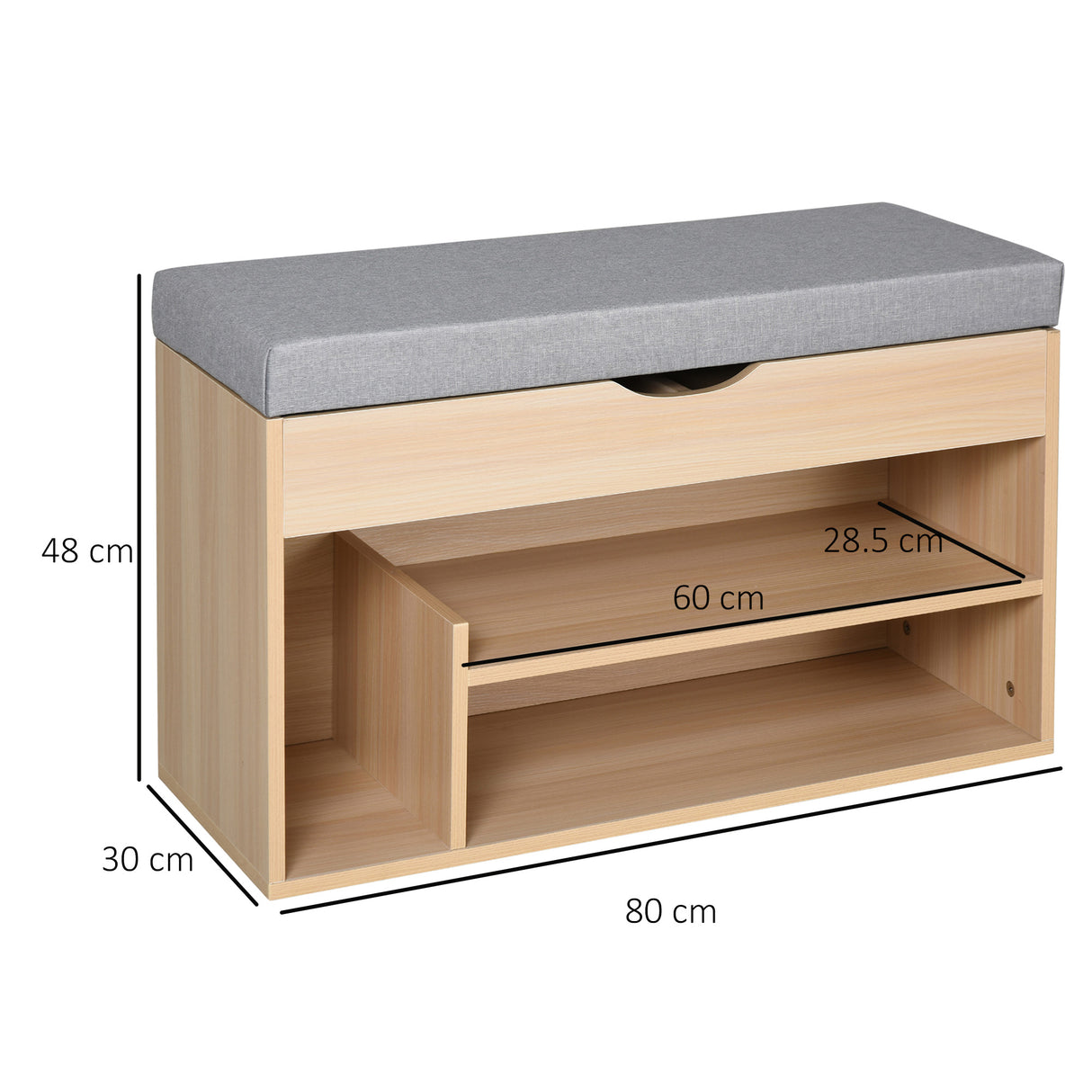 easycomfort easycomfort scarpiera 2 in 1 panca in legno con seduta imbottita e scomparto nascosto per entrataingresso 80 x 30 x 48cm ean 8054111843256