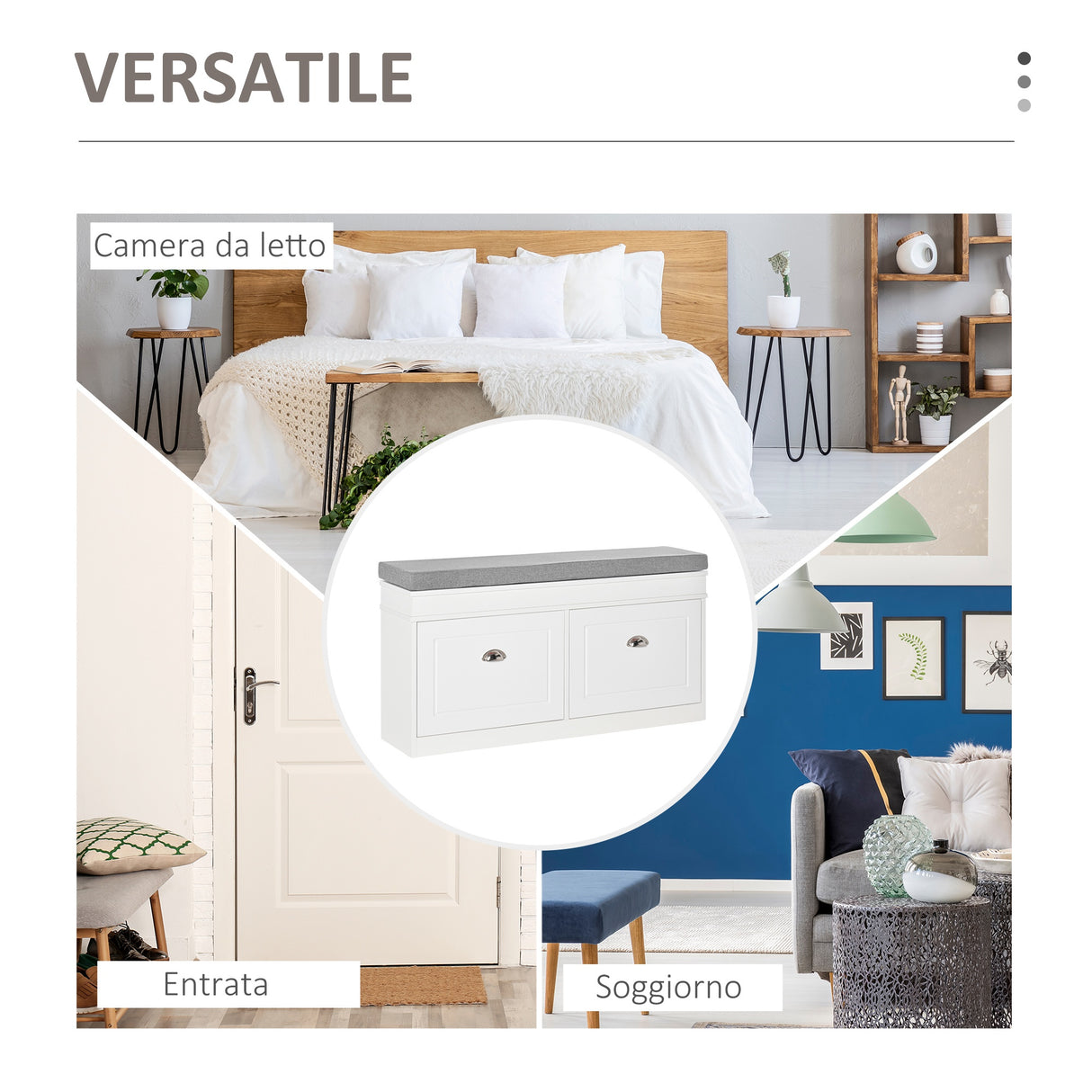 easycomfort easycomfort panca scarpiera salvaspazio in legno con cuscino 2 cassetti con mensola regolabile per 8 scarpe 104x24x55cm bianco