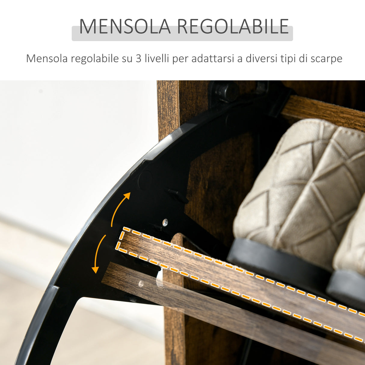 easycomfort easycomfort mobile scarpiera salvaspazio a 3 ante con mensole regolabili per 12 18 scarpe in legno marrone rustico