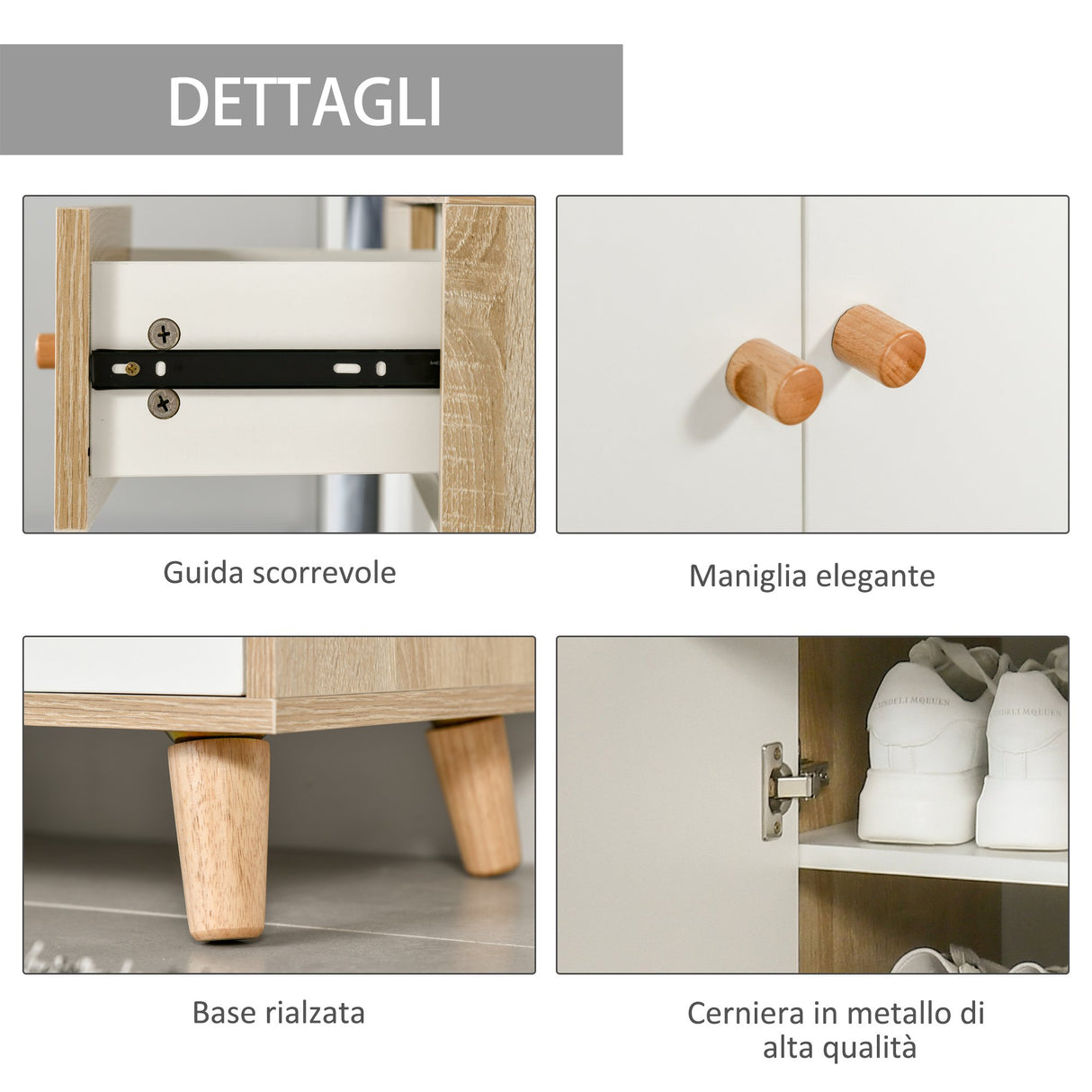 easycomfort easycomfort mobile scarpiera salvaspazio per 12 scarpe armadietto con 4 mensole e 2 cassetti 68x35x102 5cm color legno e bianco