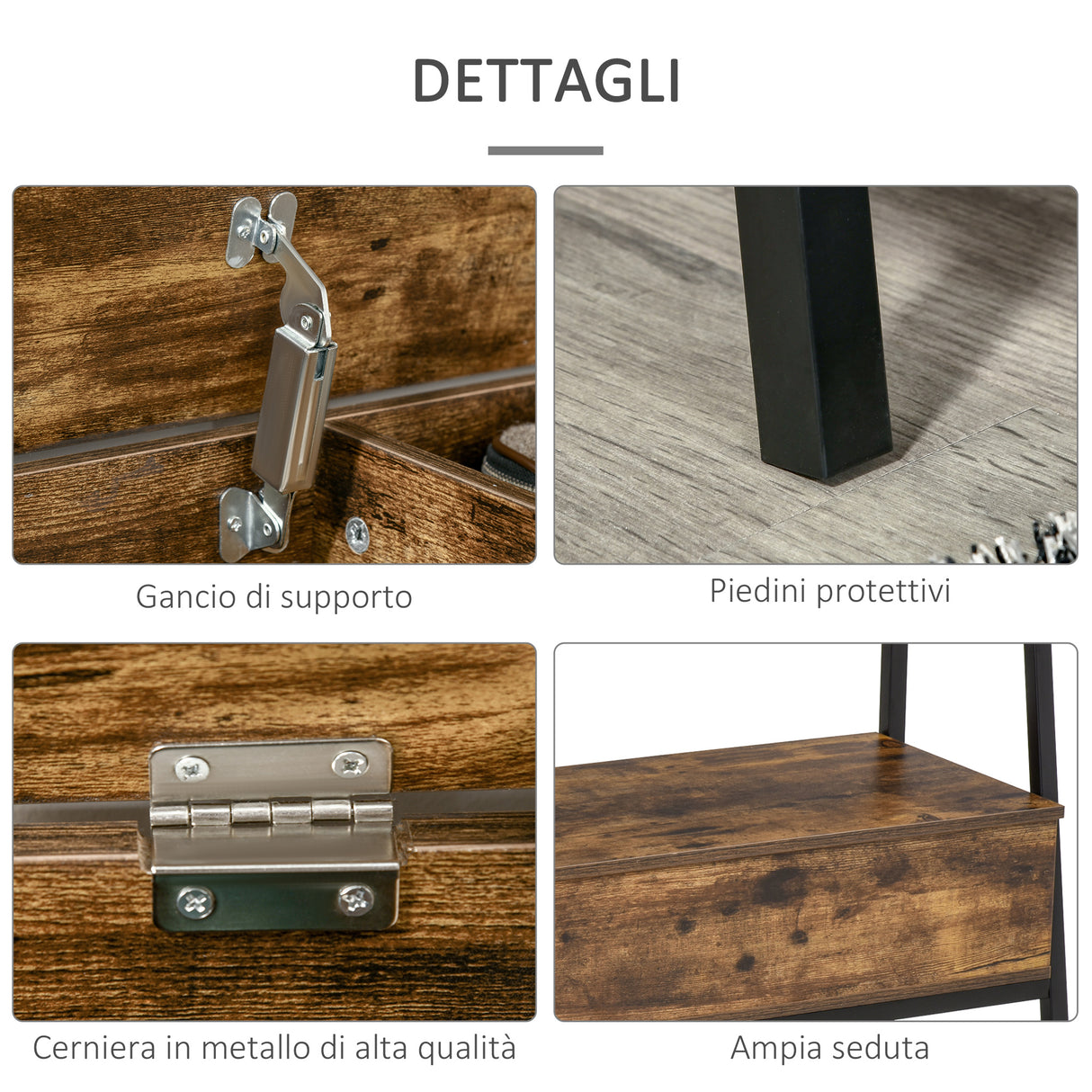 easycomfort easycomfort mobile scarpiera con vano contenitore legno e metallo marrone