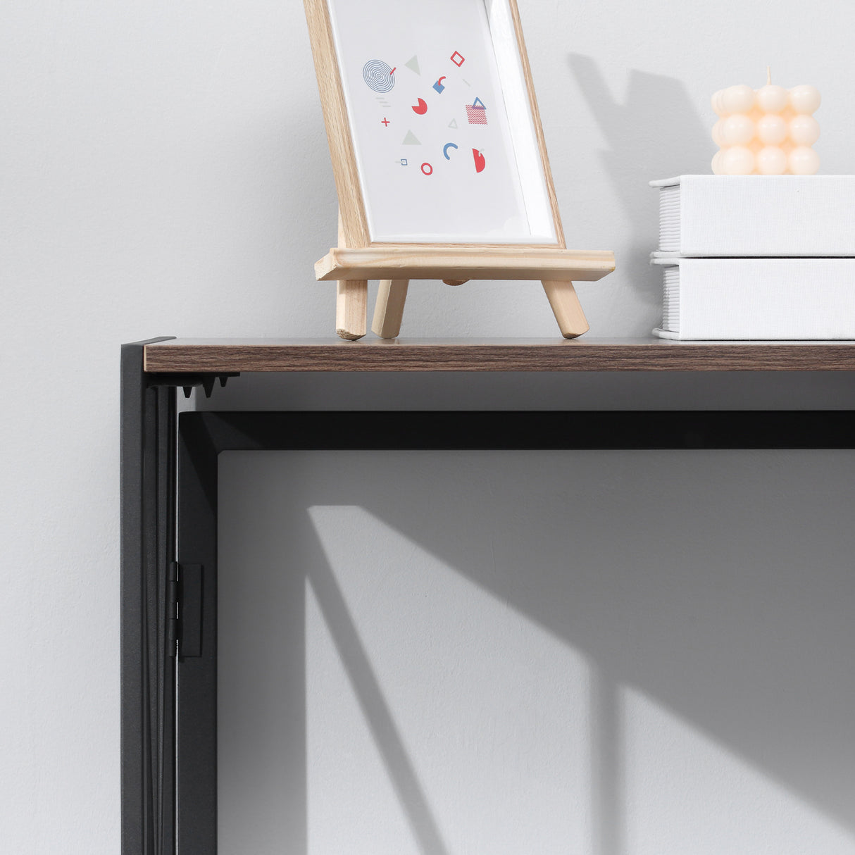 easycomfort easycomfort tavolo consolle da ingresso stile industriale pieghevole in legno e metallo 100x38x80cm marrone