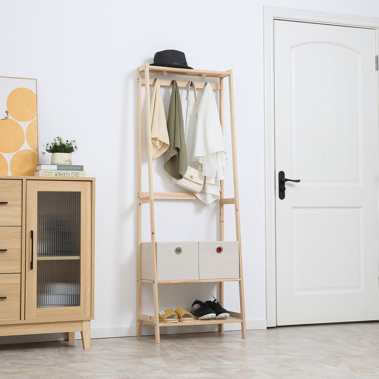 easycomfort easycomfort appendiabiti multifunzione per ingresso soggiorno e camera da letto legno naturale