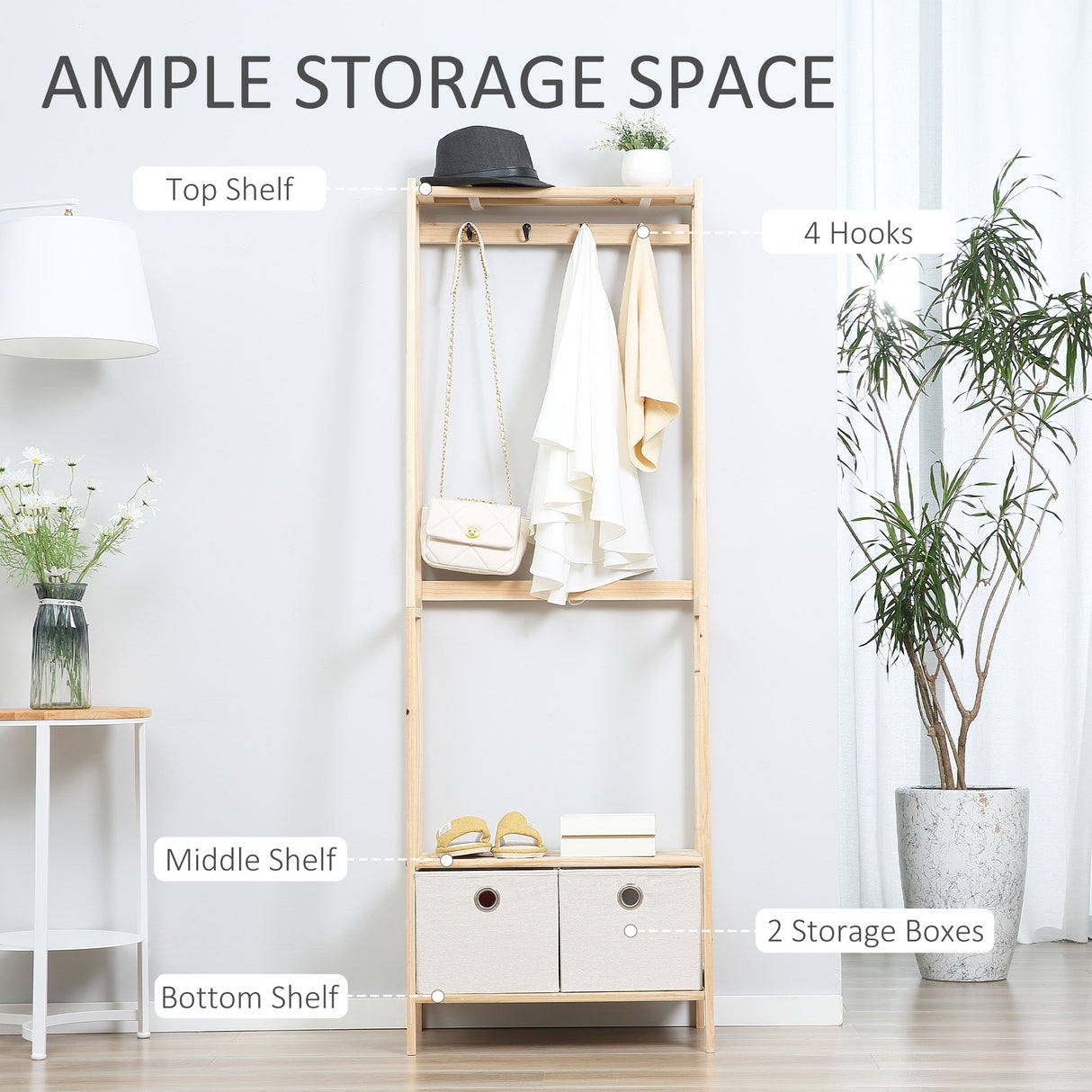 easycomfort easycomfort appendiabiti multifunzione per ingresso soggiorno e camera da letto legno naturale