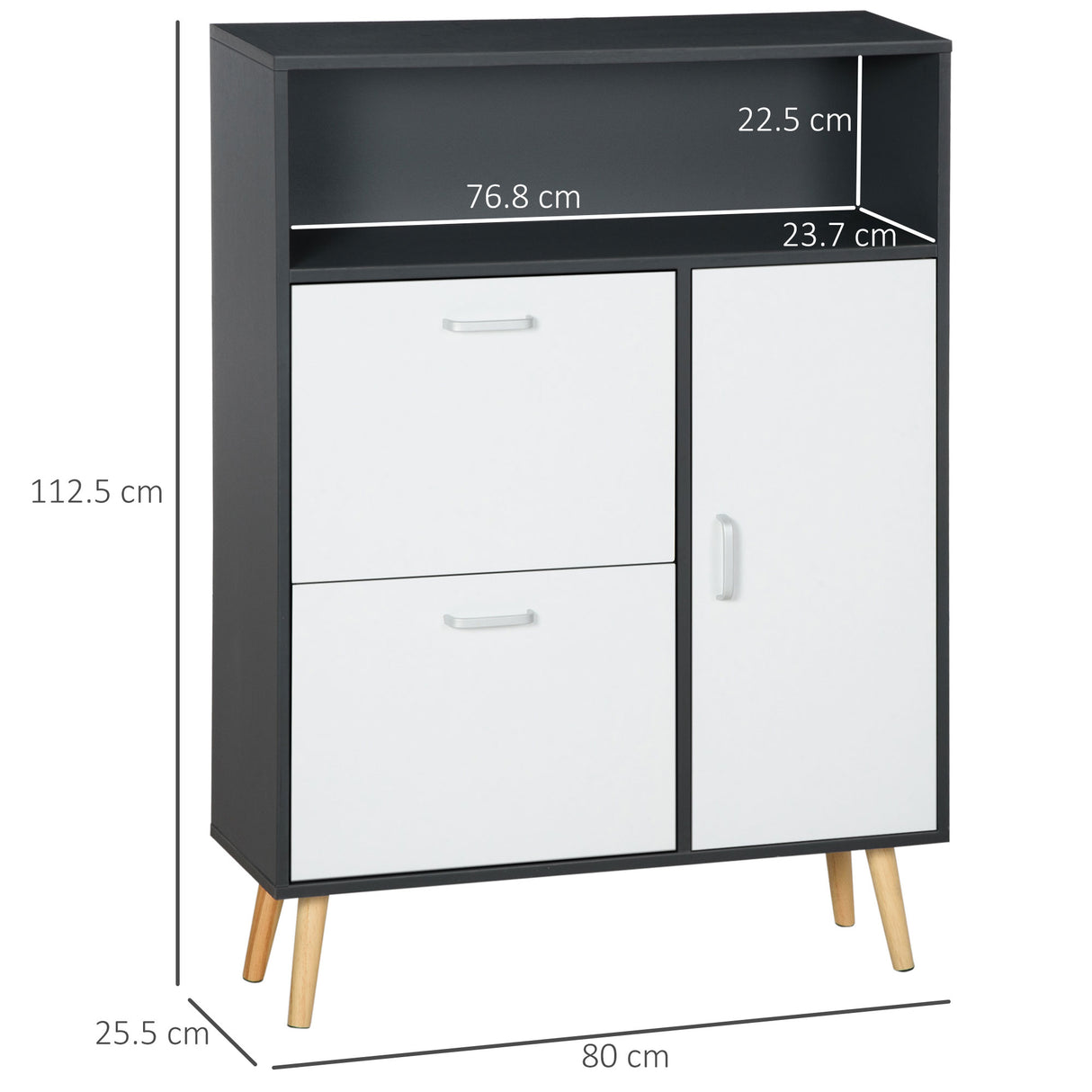 easycomfort easycomfort scarpiera salvaspazio per 8 paia di scarpe con 2 ante e armadietto 80x25 5x112 5cm grigio e bianco