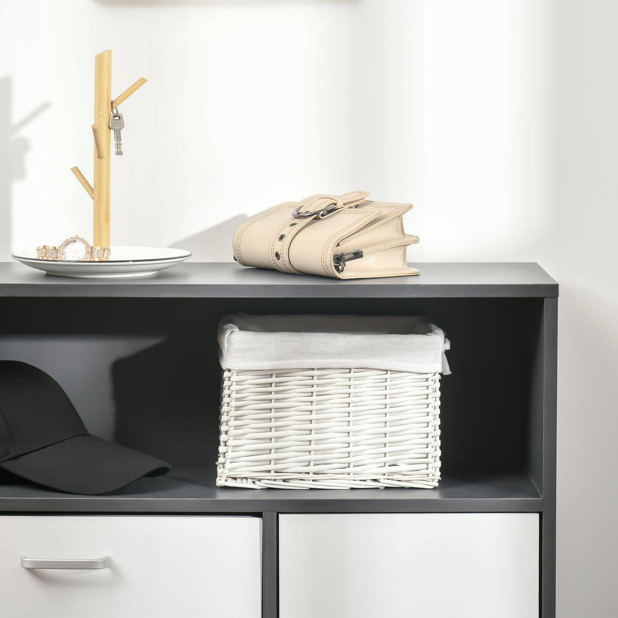 easycomfort easycomfort scarpiera salvaspazio per 8 paia di scarpe con 2 ante e armadietto 80x25 5x112 5cm grigio e bianco