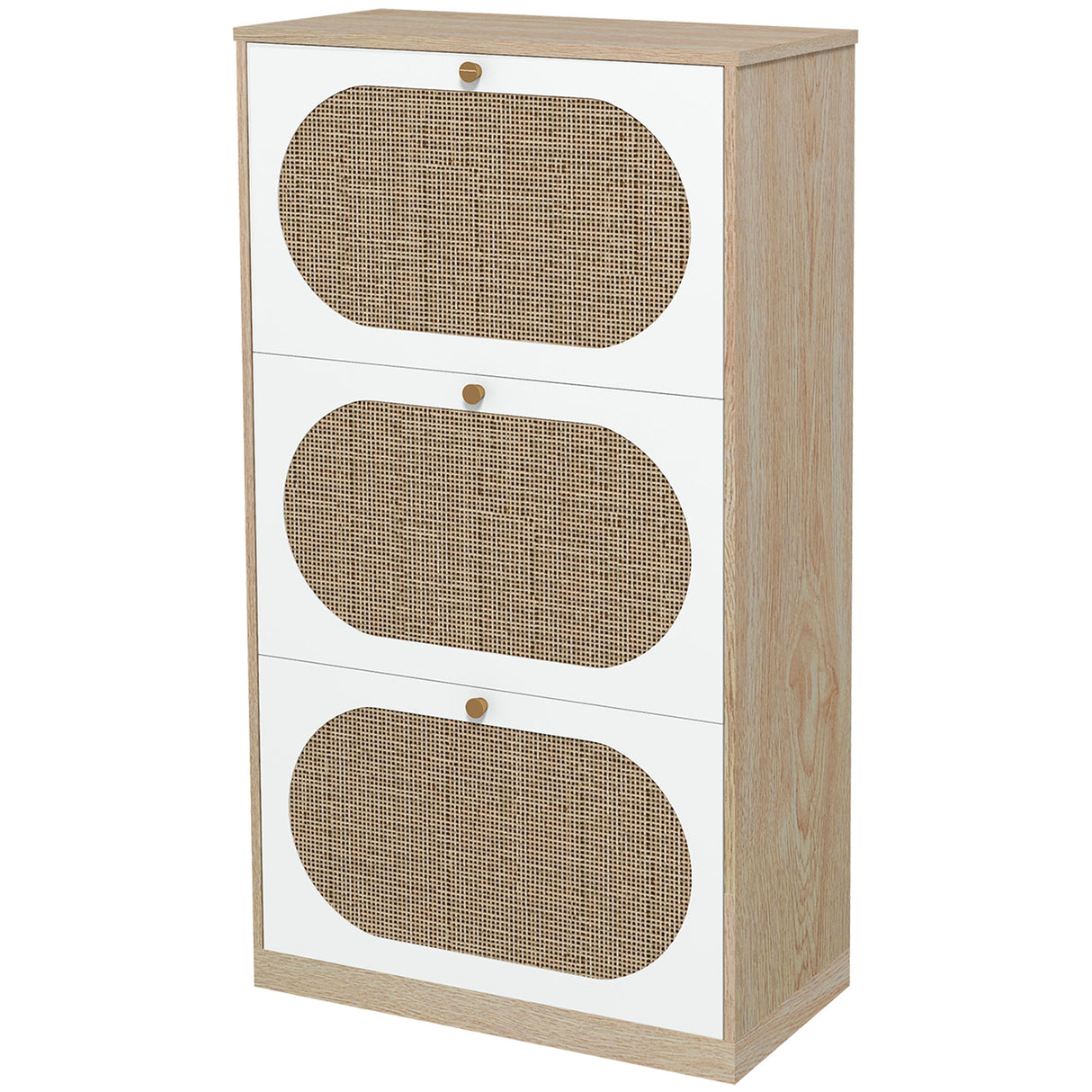 easycomfort easycomfort scarpiera stile boho in rattan truciolato e mdf con 3 ripiani regolabili per 18 paia max 60x24x115 cm
