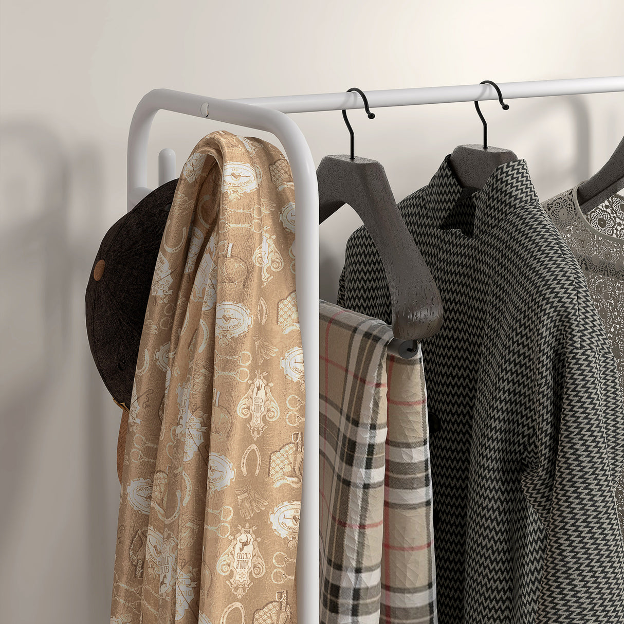 easycomfort easycomfort stand appendiabiti con scarpiera a 4 cesti e 8 ganci in acciaio e plastica 63x37x153 cm bianco