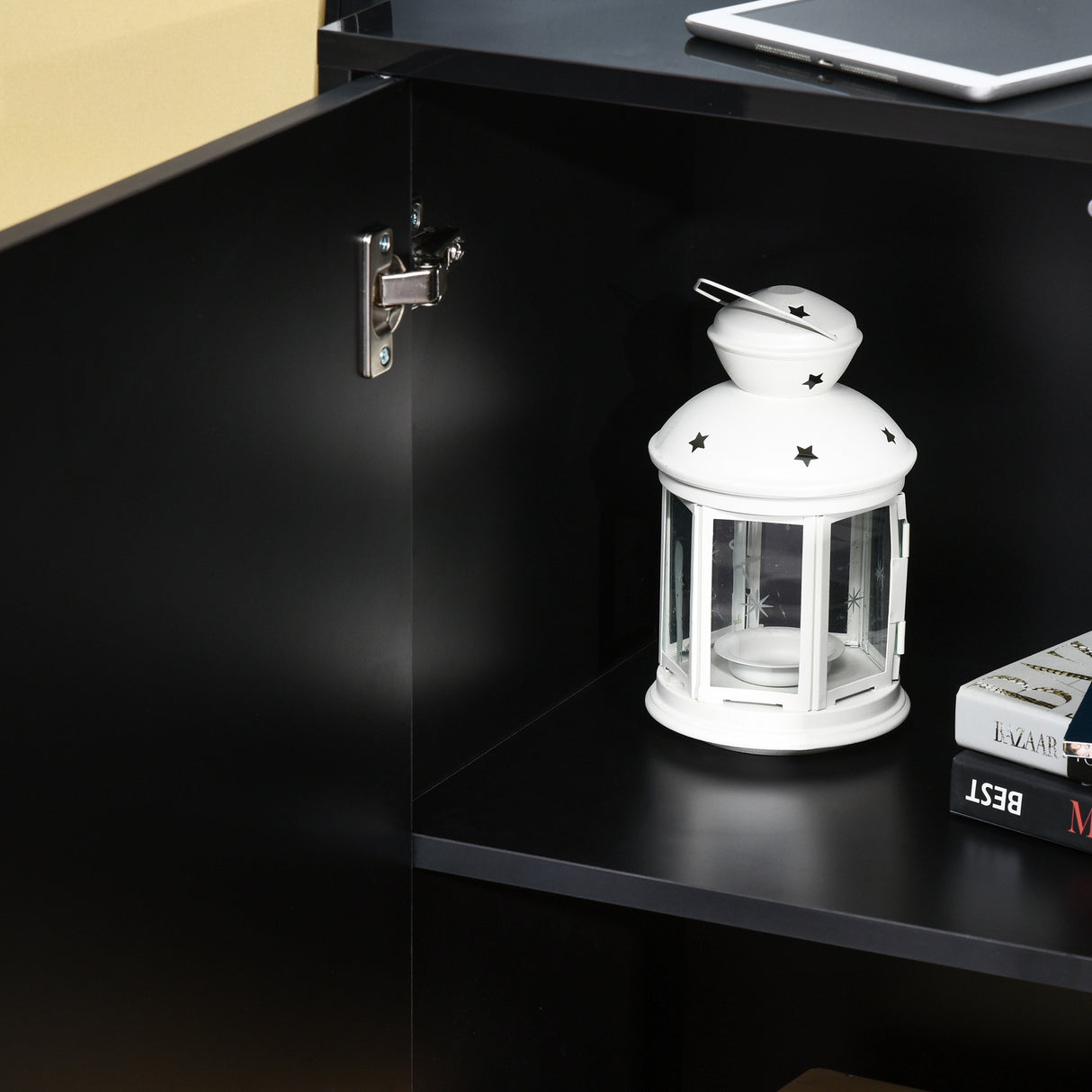 easycomfort easycomfort mobiletto multiuso nero con 2 cassetti e 2 armadietti ad apertura a pressione 117x36x74cm