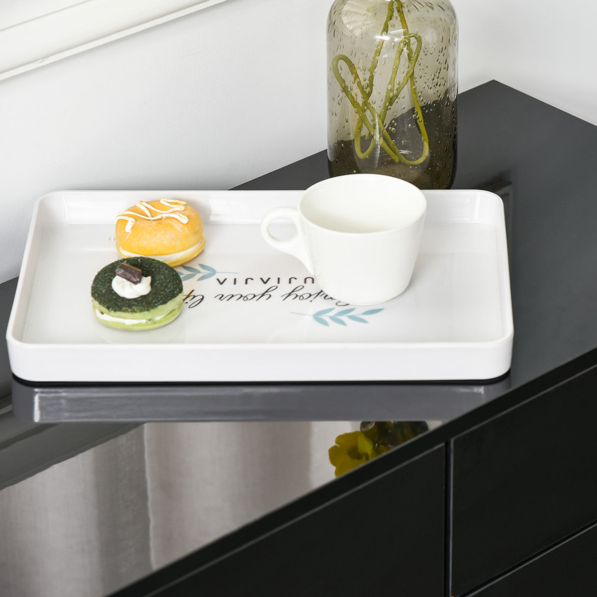 easycomfort easycomfort mobiletto multiuso nero con 2 cassetti e 2 armadietti ad apertura a pressione 117x36x74cm