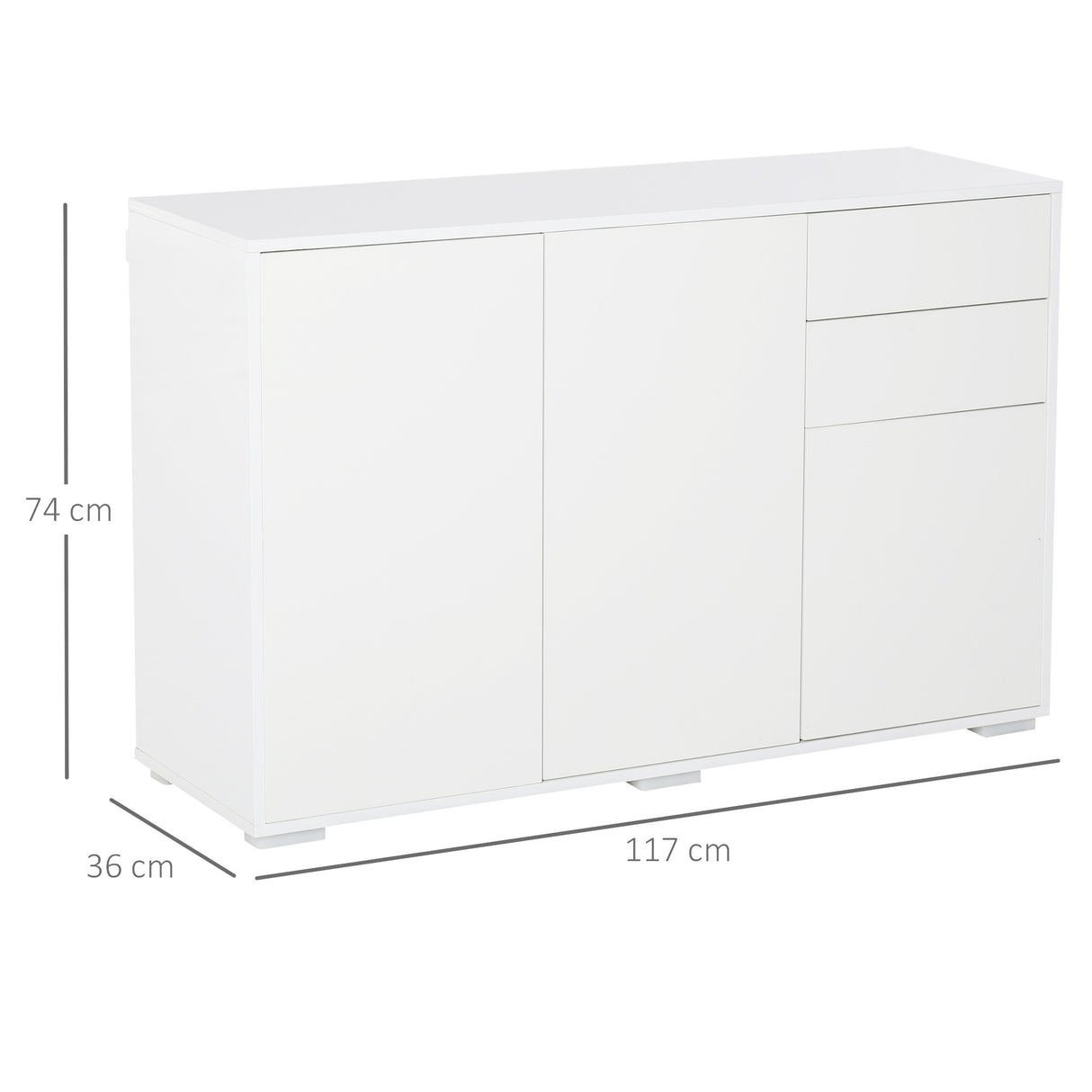 easycomfort easycomfort mobiletto multiuso in legno bianco con 2 cassetti e 2 armadietti con apertura a pressione 117x36x74 cm ean 8054111844659