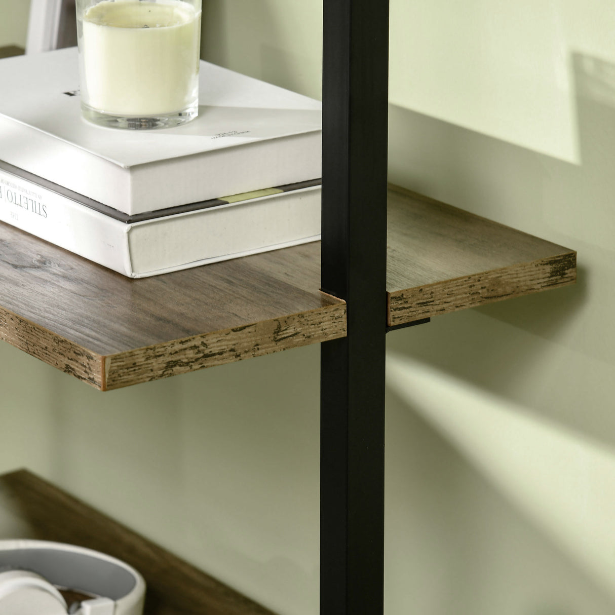 easycomfort easycomfort libreria a scala con 5 ripiani in stile industriale in legno e metallo 60x30x184 5cm marrone