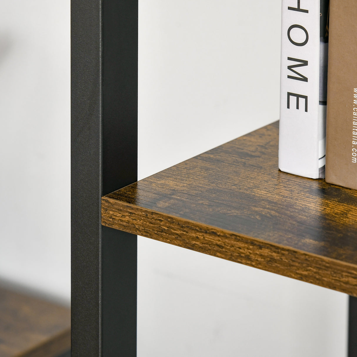 easycomfort easycomfort libreria stile industriale a 5 scaffali in legno e acciaio 40x30x154cm marrone rustico