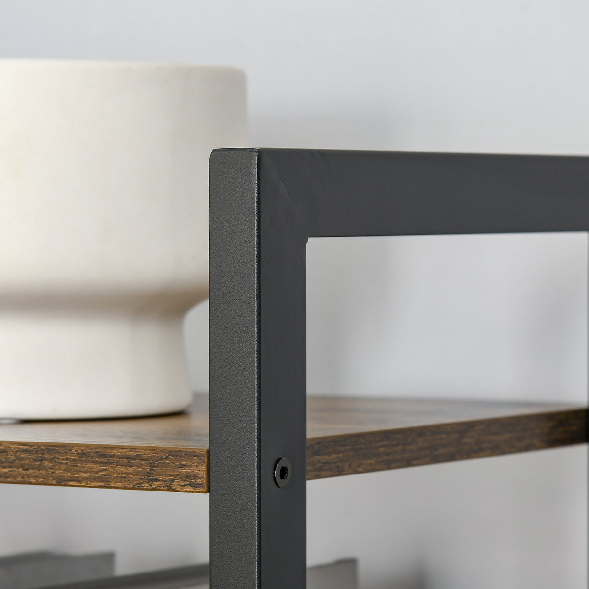 easycomfort easycomfort libreria stile industriale a 5 scaffali in legno e acciaio 40x30x154cm marrone rustico