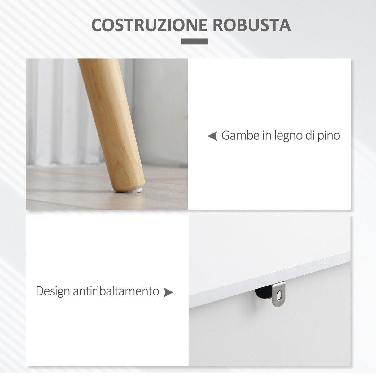 easycomfort easycomfort mobile da salotto con 2 armadietti a 2 ante e cassetto in truciolato e pino 98x39x81 5 cm grigio e bianco