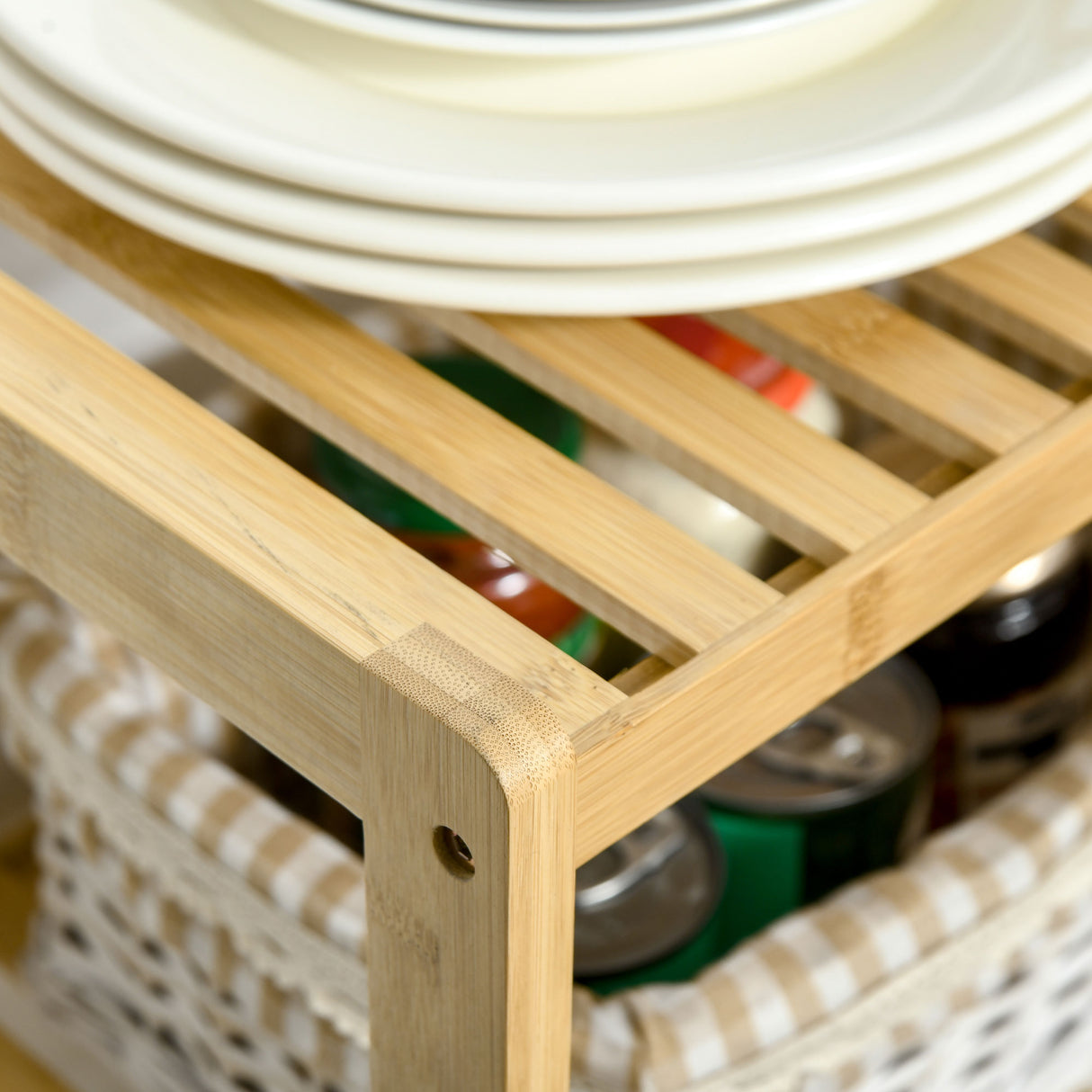 easycomfort easycomfort mobile multiuso 3 livelli salvaspazio in bambu per bagno e salotto 62x33x80cm