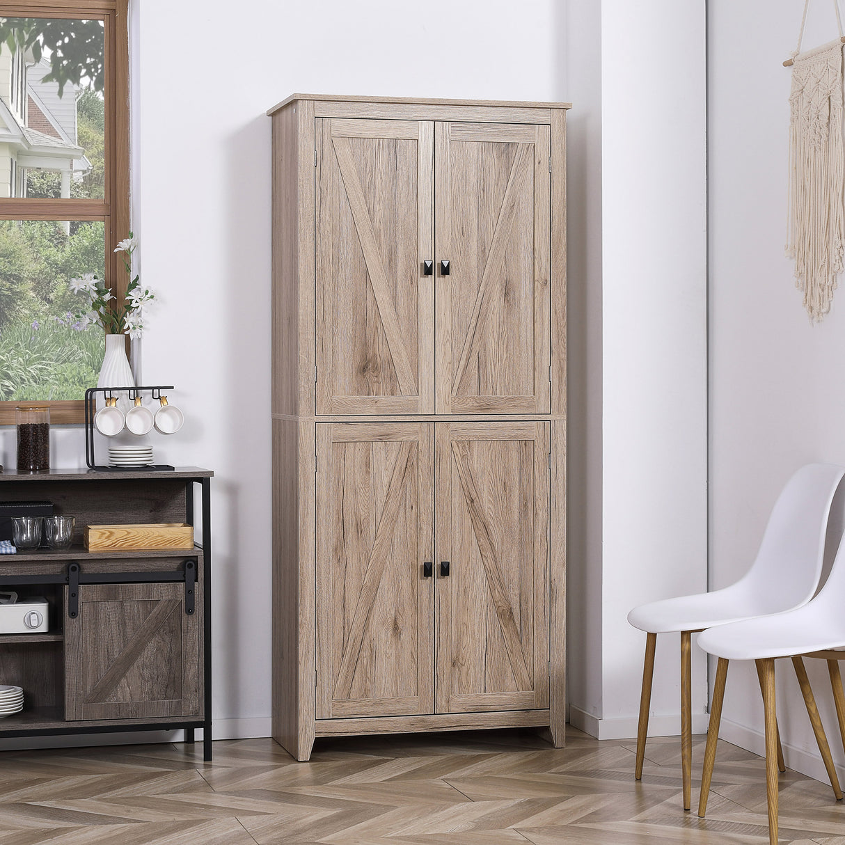 easycomfort easycomfort mobile cucina a 4 ante con mensole regolabili e base rialzata in legno 80x40x182cm