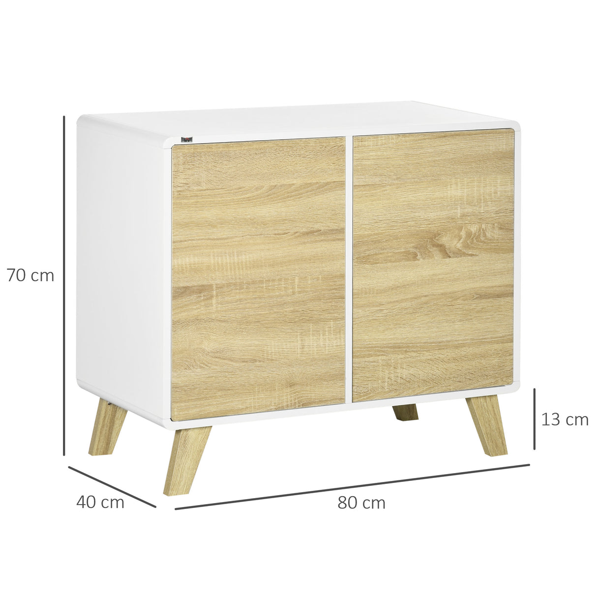 easycomfort easycomfort mobile multiuso con 2 ante a pressione e mensole regolabili in legno 80x40x70cm bianco e quercia