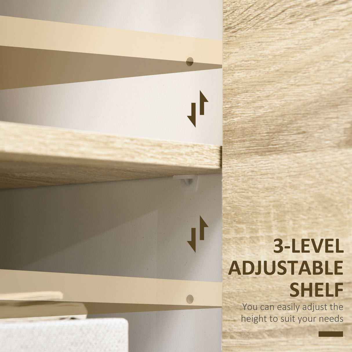 easycomfort easycomfort mobile multiuso con 2 ante a pressione e mensole regolabili in legno 80x40x70cm bianco e quercia