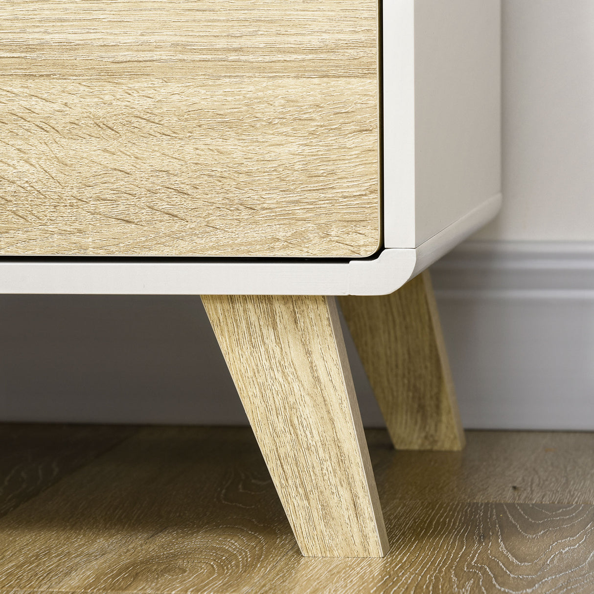 easycomfort easycomfort mobile multiuso con 2 ante a pressione e mensole regolabili in legno 80x40x70cm bianco e quercia