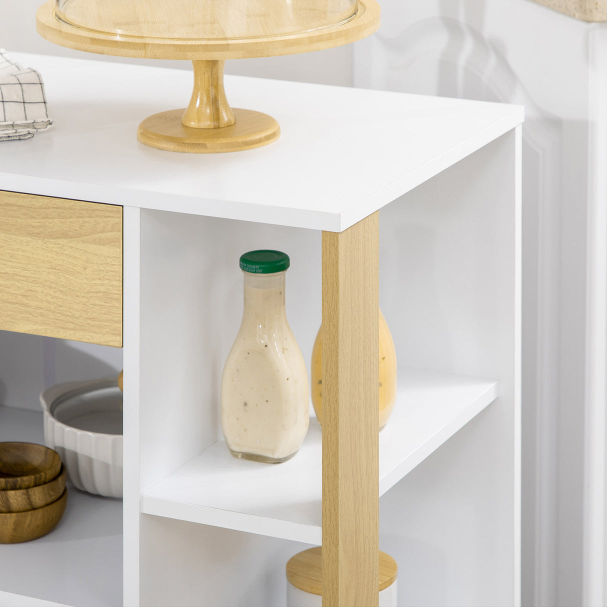 easycomfort easycomfort carrello da cucina in truciolato con 4 ripiani aperti un cassetto e un armadietto a 2 ante 80x39x85 5 cm