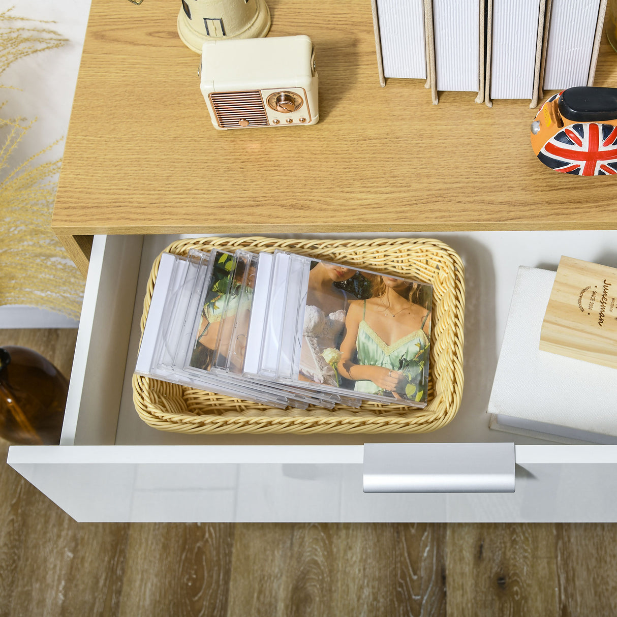 easycomfort easycomfort mobile per soggiorno con armadietto e cassetto ripiani regolabili su 3 livelli 70x35x92cm bianco