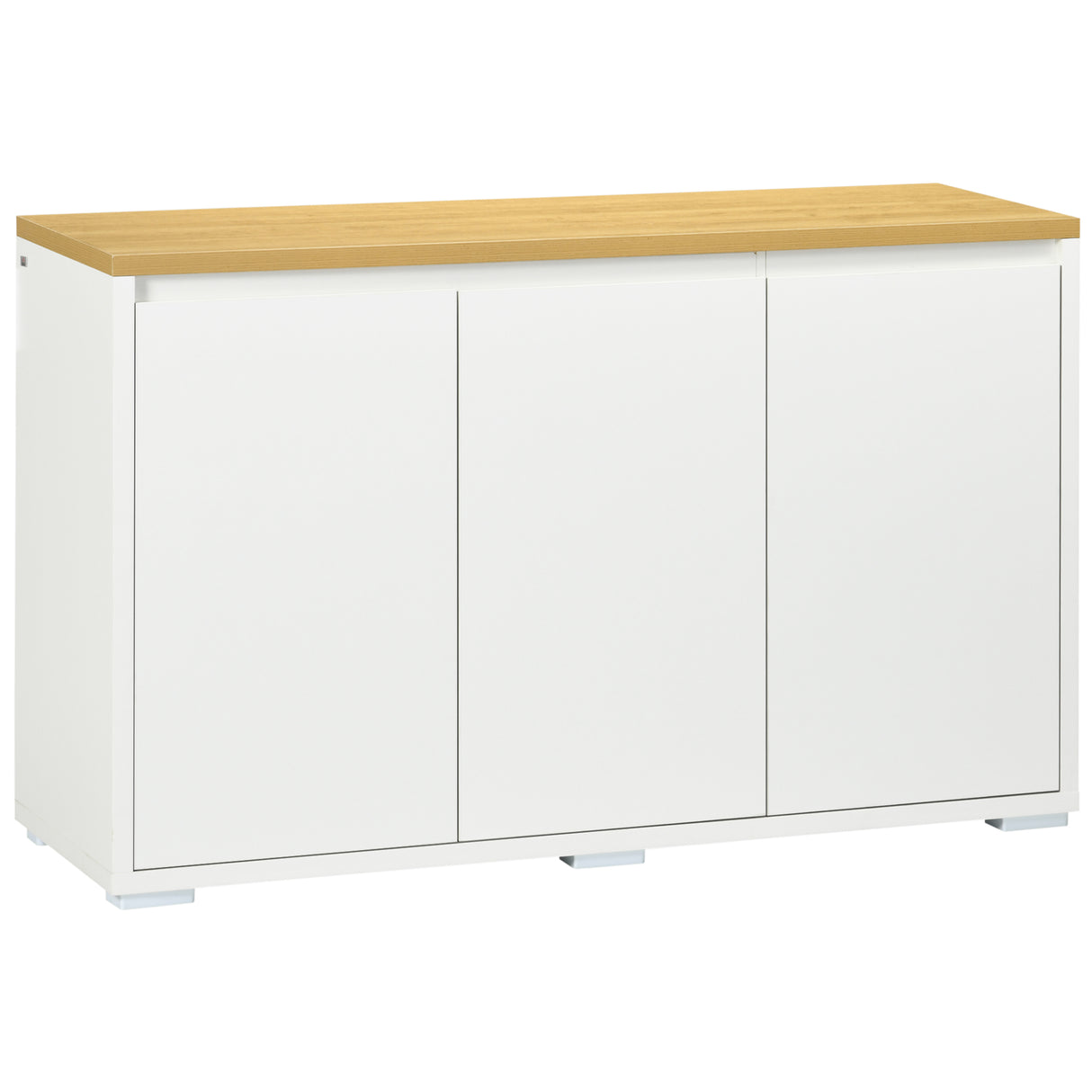 easycomfort easycomfort mobile multiuso con 2 armadietti a 2 livelli in truciolato ripiano regolabile 120x37x75cm bianco e color legno