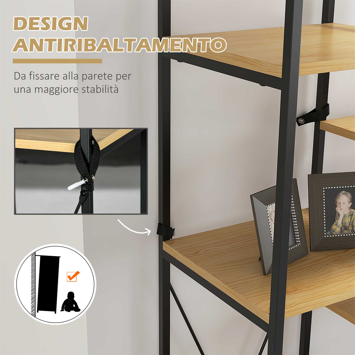 easycomfort easycomfort scaffale libreria a 10 livelli stile industriale in truciolato e acciaio 111 5x32x170 cm