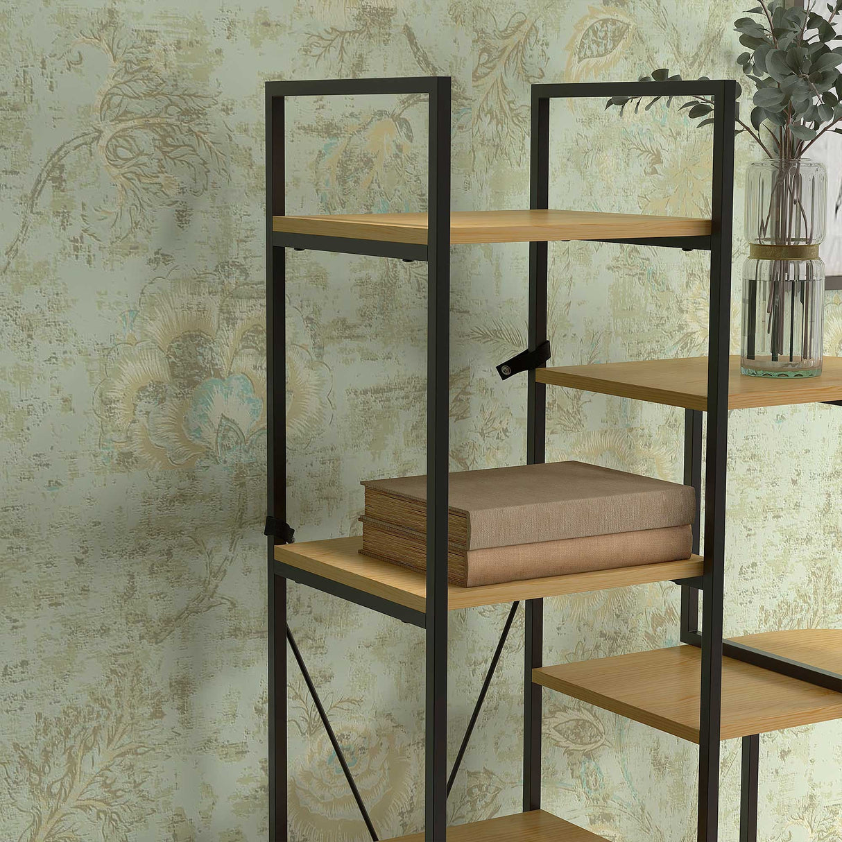 easycomfort easycomfort scaffale libreria a 10 livelli stile industriale in truciolato e acciaio 111 5x32x170 cm