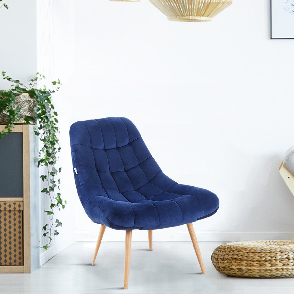 easycomfort easycomfort poltrona moderna e imbottita poltroncina da camera con seduta extra large in tessuto blu 71x85x84cm