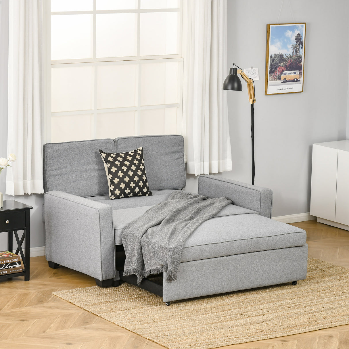 easycomfort easycomfort divano letto a 1 piazza in tessuto seduta 2 posti e schienale a 3 reclinazioni 154x87x89cm
