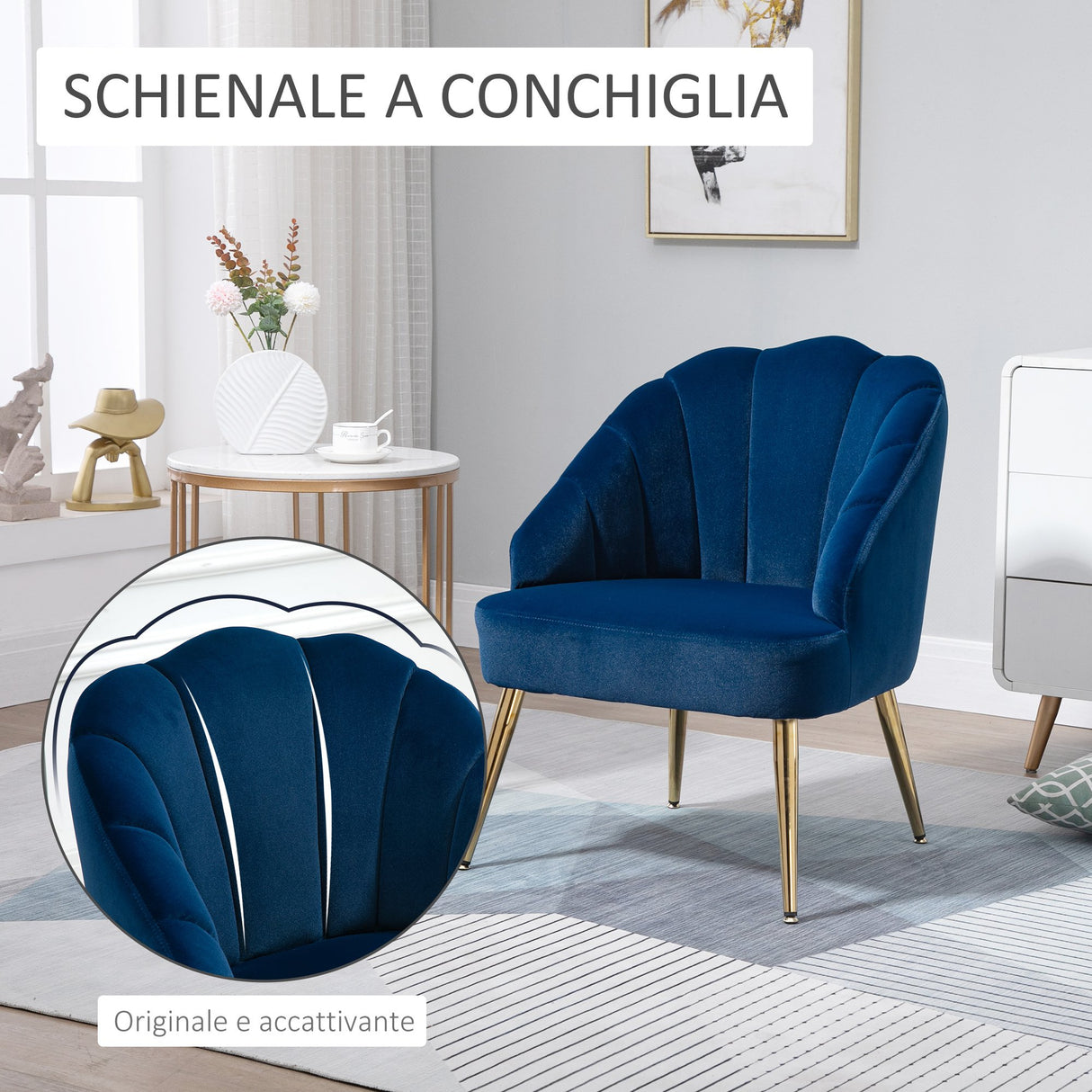 easycomfort easycomfort poltrona in velluto imbottita con schienale a conchiglia per camera e salotto 63x65x84cm