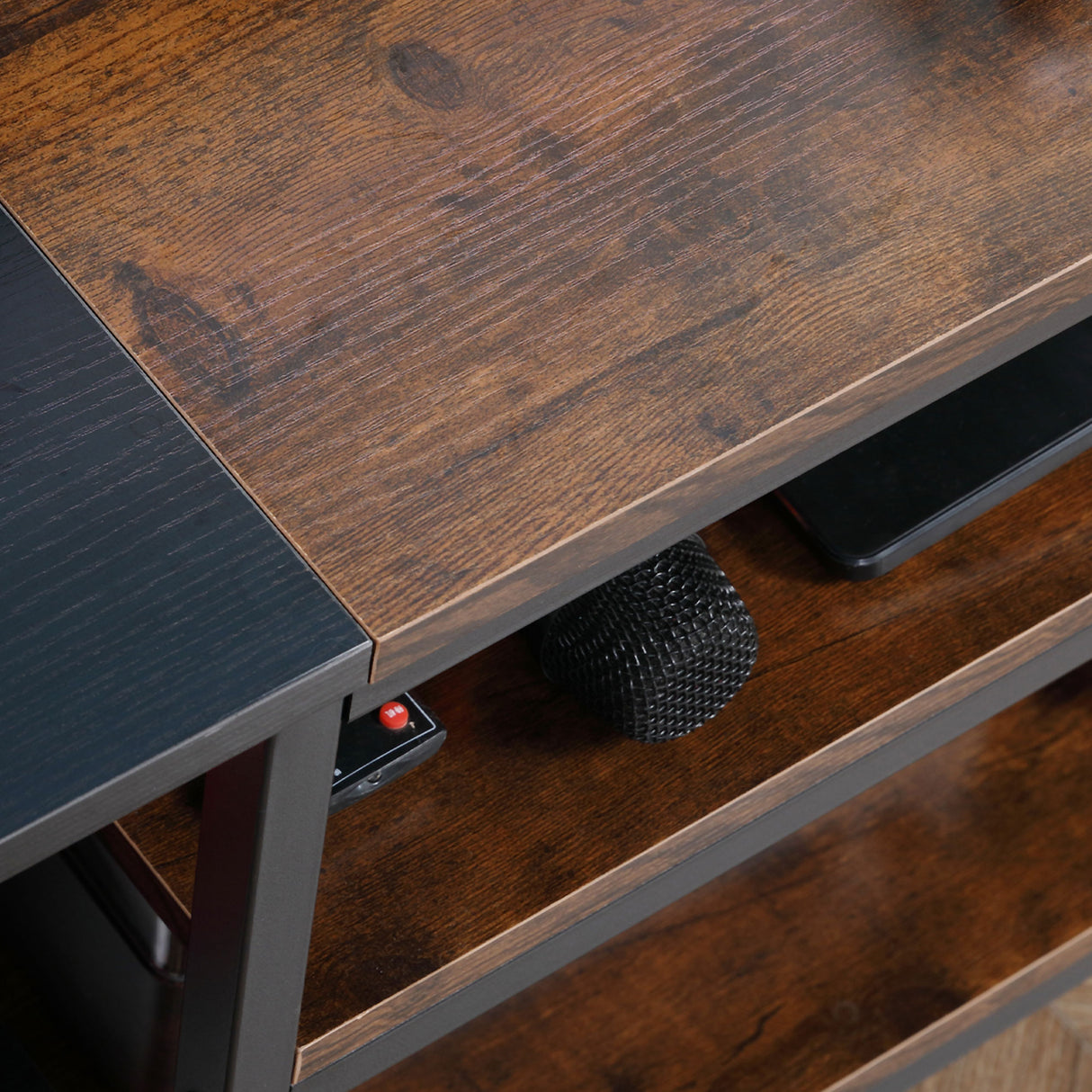 easycomfort easycomfort mobile tv moderno per tv fino a 60 con 6 ripiani aperti in acciaio e truciolato 140x40x50 cm marrone e nero