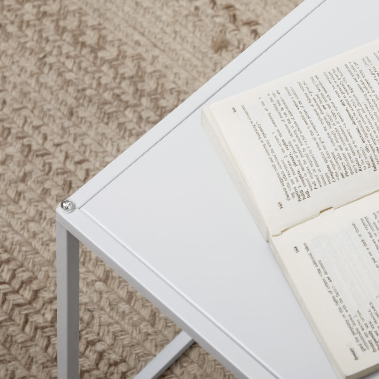 easycomfort easycomfort set 2 tavolini da caffe impilabili quadrati in acciaio bianco