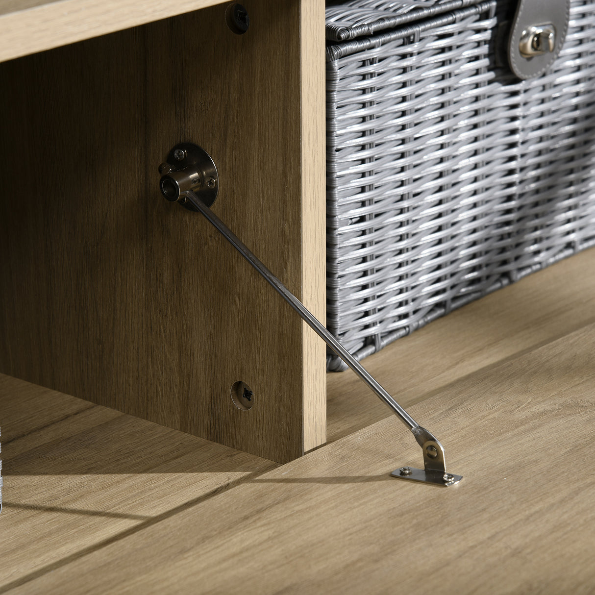 easycomfort easycomfort mobile tv 32 65 con ripiano rimovibile e armadietto con anta ribaltabile in mdf 163x40x38 cm color legno e nero