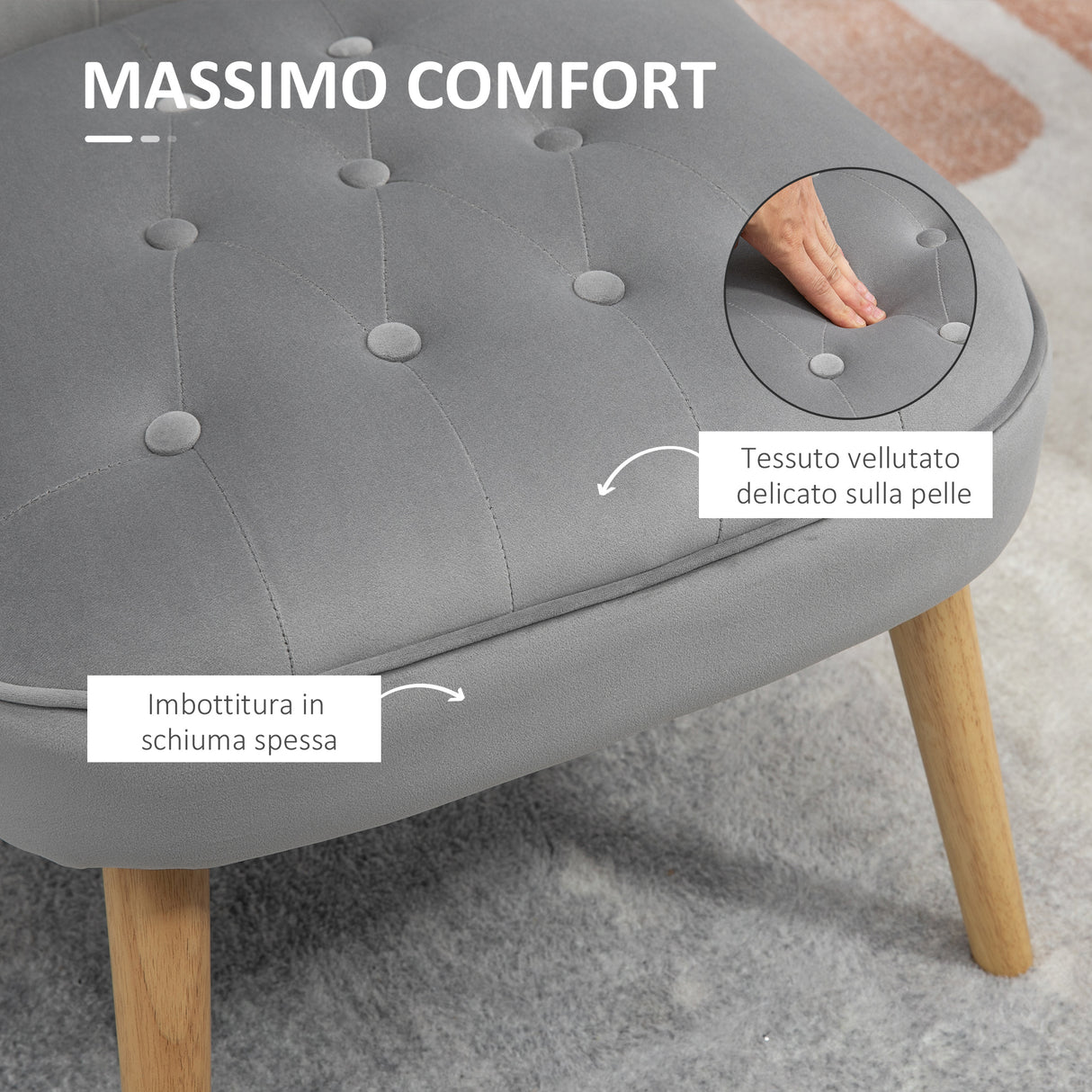 easycomfort easycomfort sedia moderna per soggiorno e sala da pranzo con seduta imbottita e tessuto vellutato 60x66x79 cm grigia