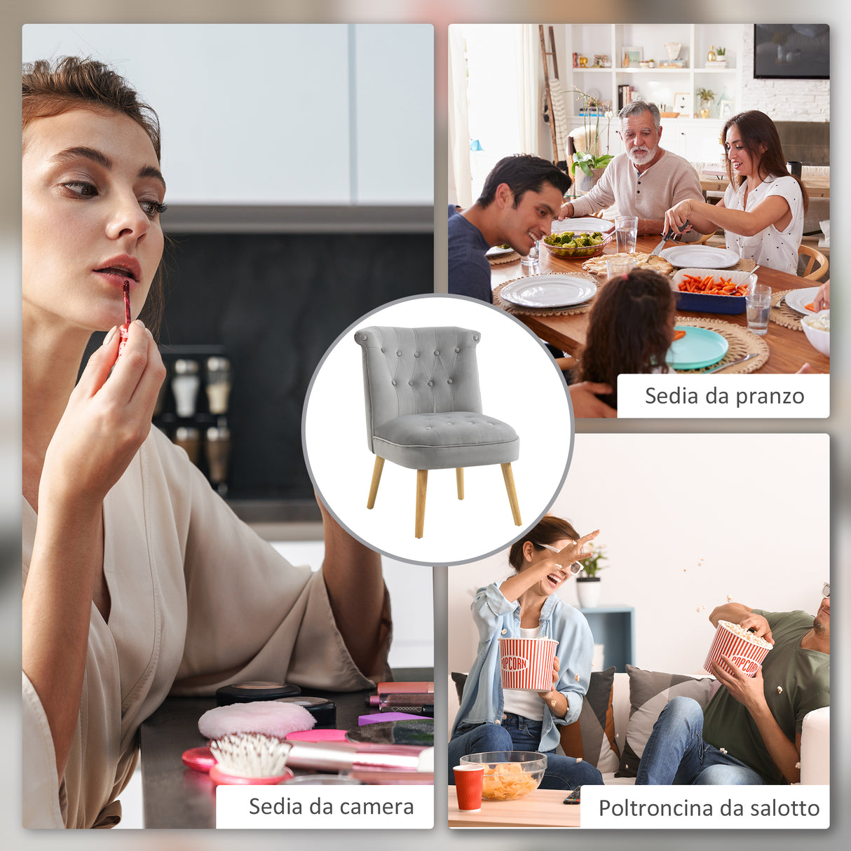 easycomfort easycomfort sedia moderna per soggiorno e sala da pranzo con seduta imbottita e tessuto vellutato 60x66x79 cm grigia