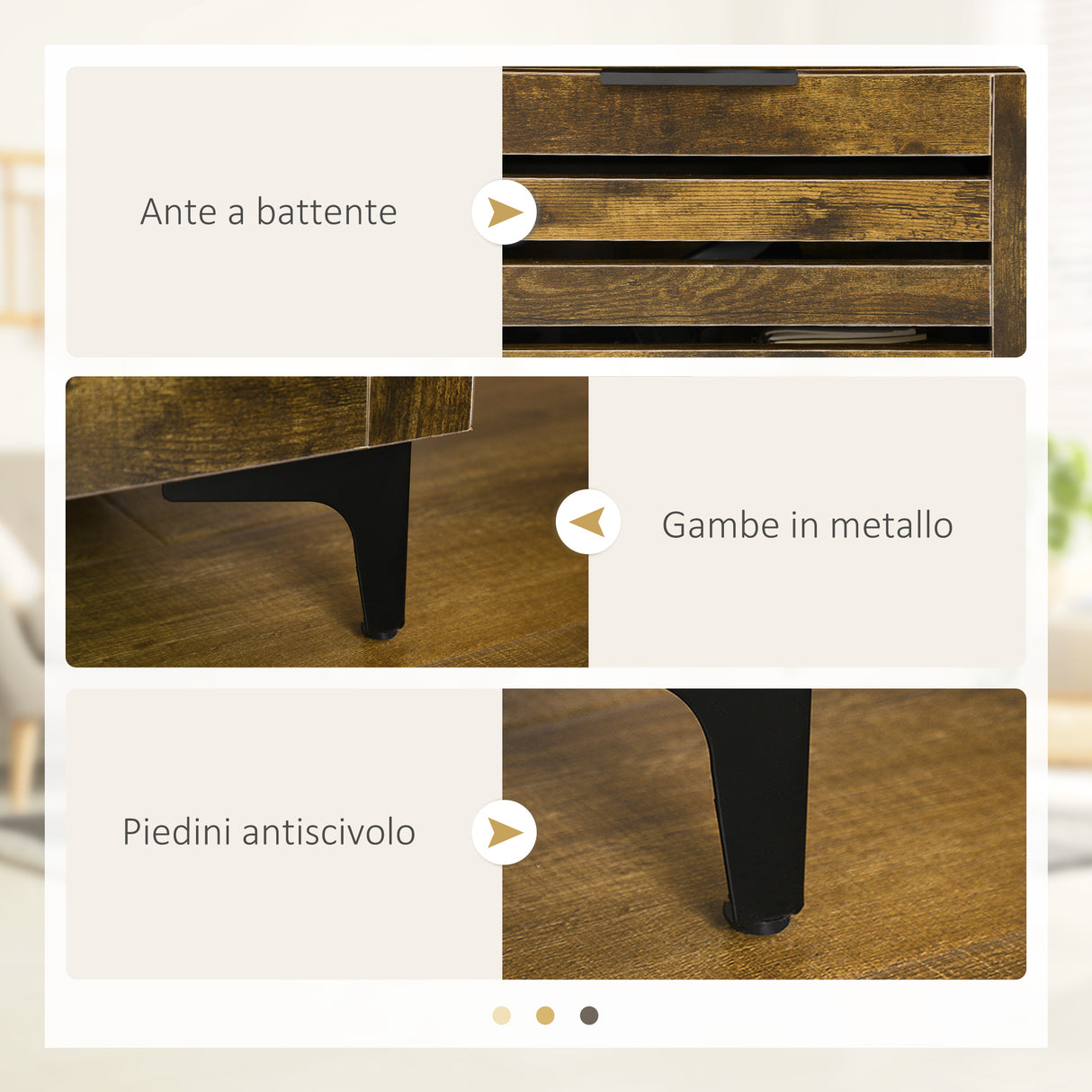 easycomfort easycomfort mobile tv 65 max con 3 cassetti 2 armadietti e foro passacavi in truciolato 140 4x36x55 cm marrone