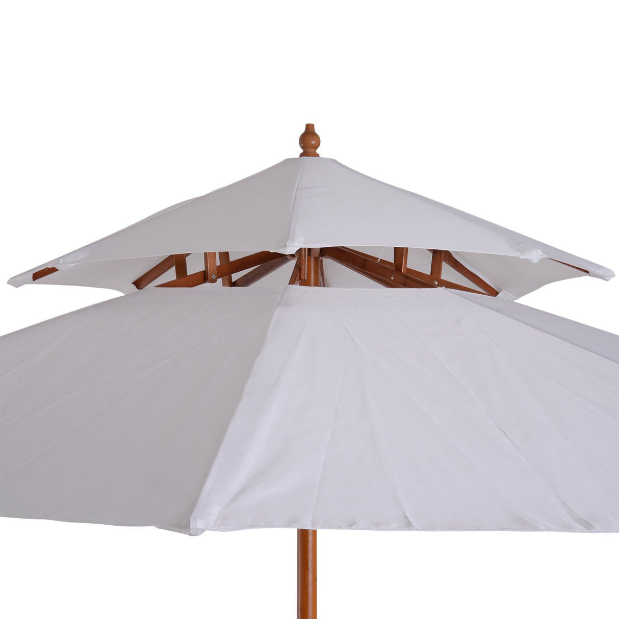 easycomfort easycomfort ombrellone da giardino terrazzo in legno con doppio tetto impermeabile crema 2.7 2.6m