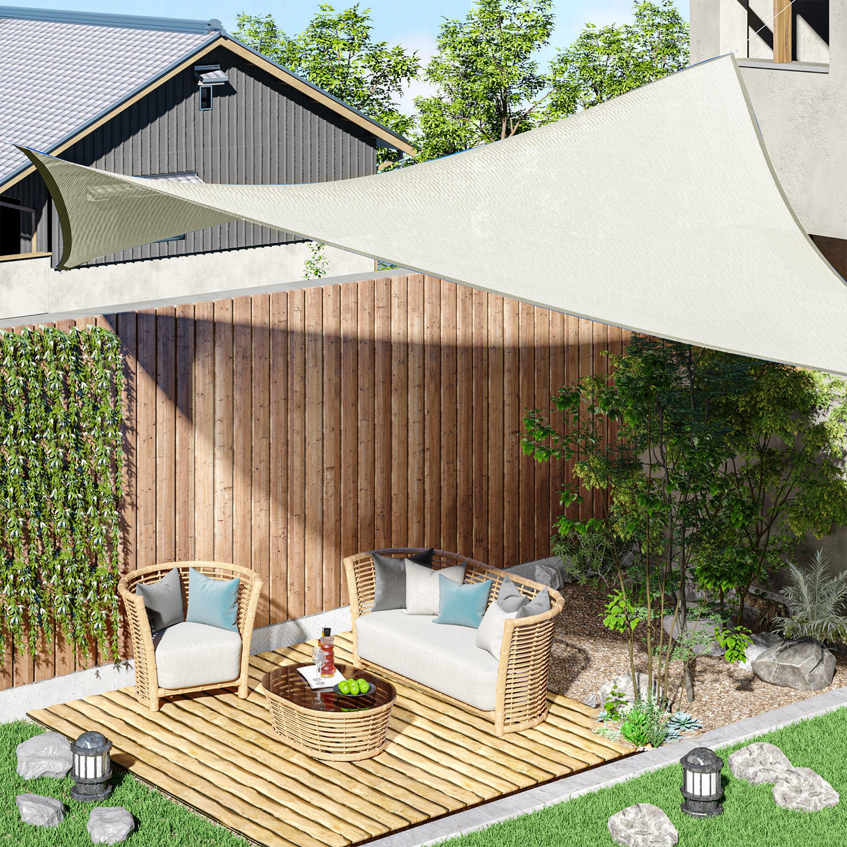 easycomfort easycomfort vela ombreggiante rettangolare tenda da sole in poliestere 3x4m bianco crema