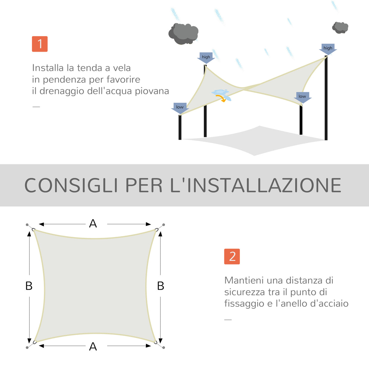 easycomfort easycomfort vela ombreggiante rettangolare tenda da sole in poliestere 3x4m bianco crema