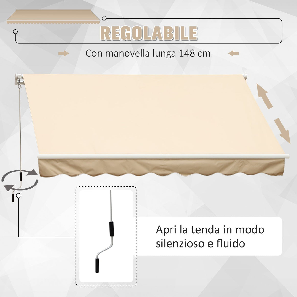 easycomfort easycomfort tenda da sole avvolgibile a parete da esterno impermeabile in alluminio beige 3x2.5m