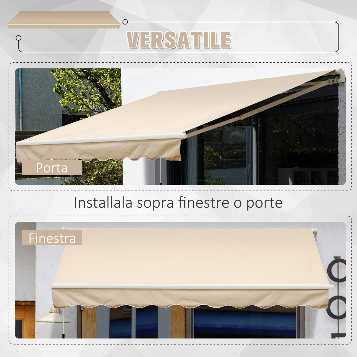 easycomfort easycomfort tenda da sole avvolgibile a parete da esterno impermeabile in alluminio beige 3x2.5m
