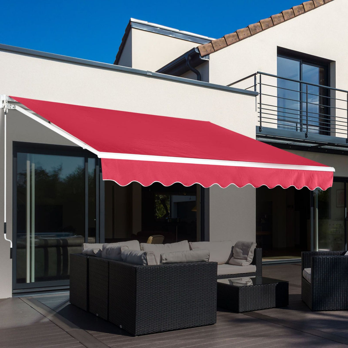 easycomfort easycomfort tenda da sole a manovella copertura impermeabile 400x250cm rosso