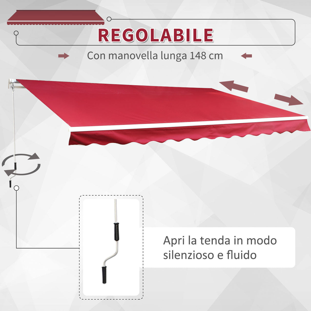 easycomfort easycomfort tenda da sole a manovella copertura impermeabile 400x250cm rosso