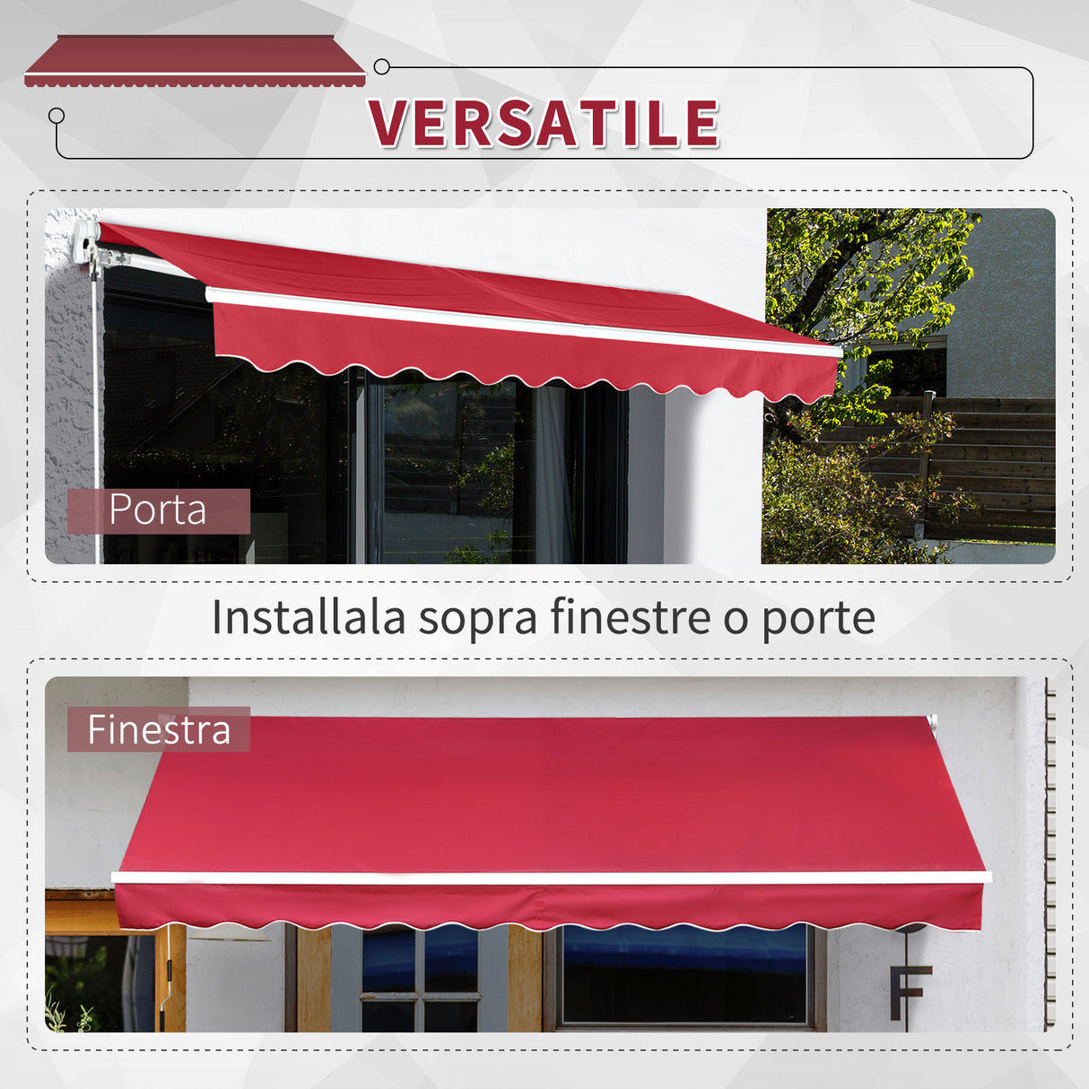 easycomfort easycomfort tenda da sole a manovella copertura impermeabile 400x250cm rosso
