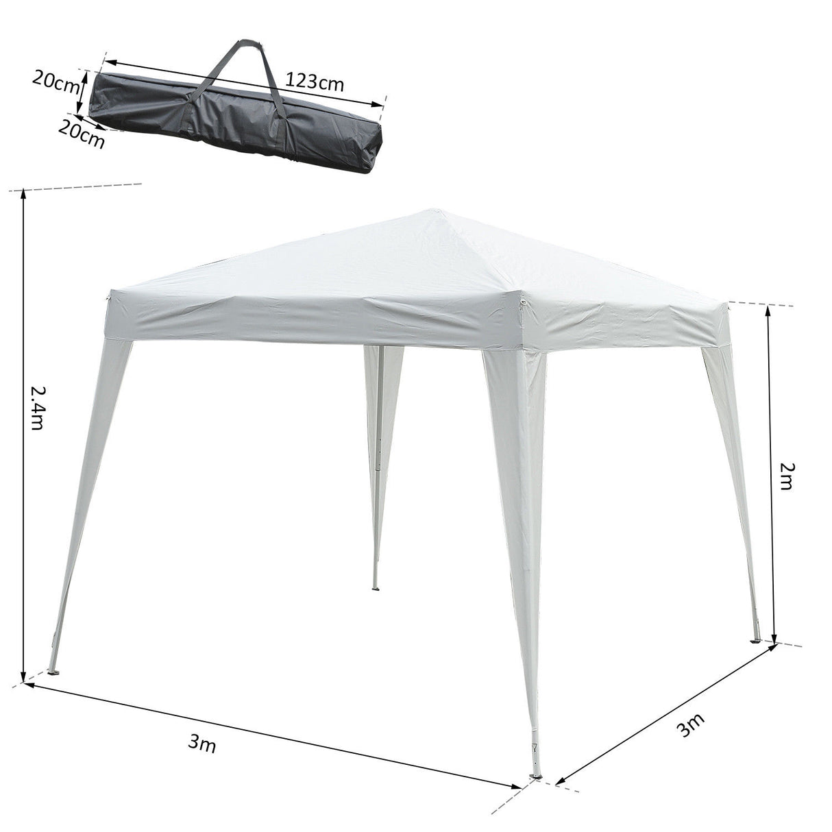easycomfort easycomfort gazebo pop up impermeabile bianco 3x3m